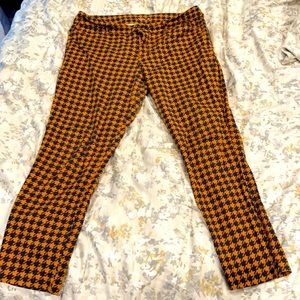 Lightly worn yellow pixie pants with blue houndstooth design- old navy size 12